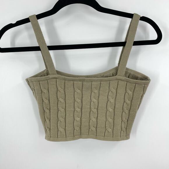 Altar'd State Cropped Tank Top S Tan Cable Knit Sweater Boho Preppy Y2K - Picture 3 of 5